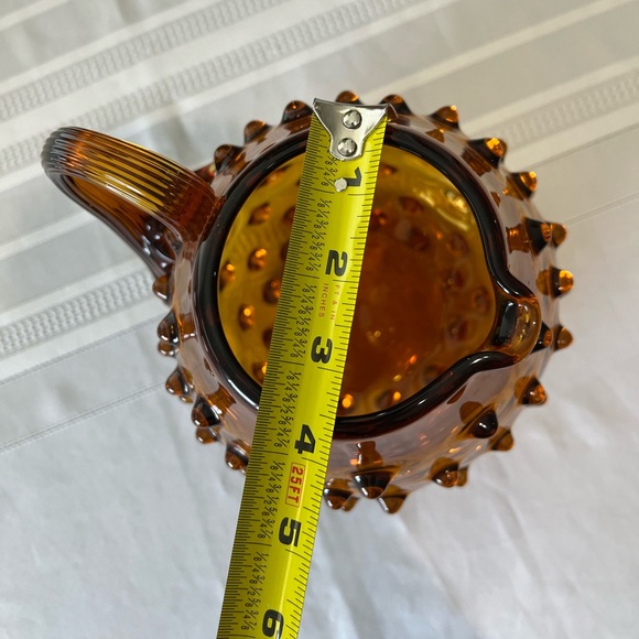 MCM Fenton Hobnail Amber Glass Pitcher Hand Blown and Formed with Ground Pontils - Picture 9 of 11